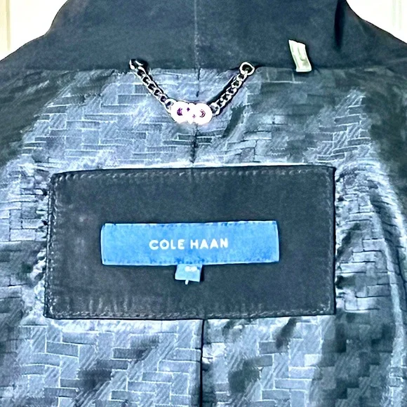 Cole Haan Women’s Suede Open Front Jacket Black Size S Bohemian Quiet Luxury - Picture 2 of 9